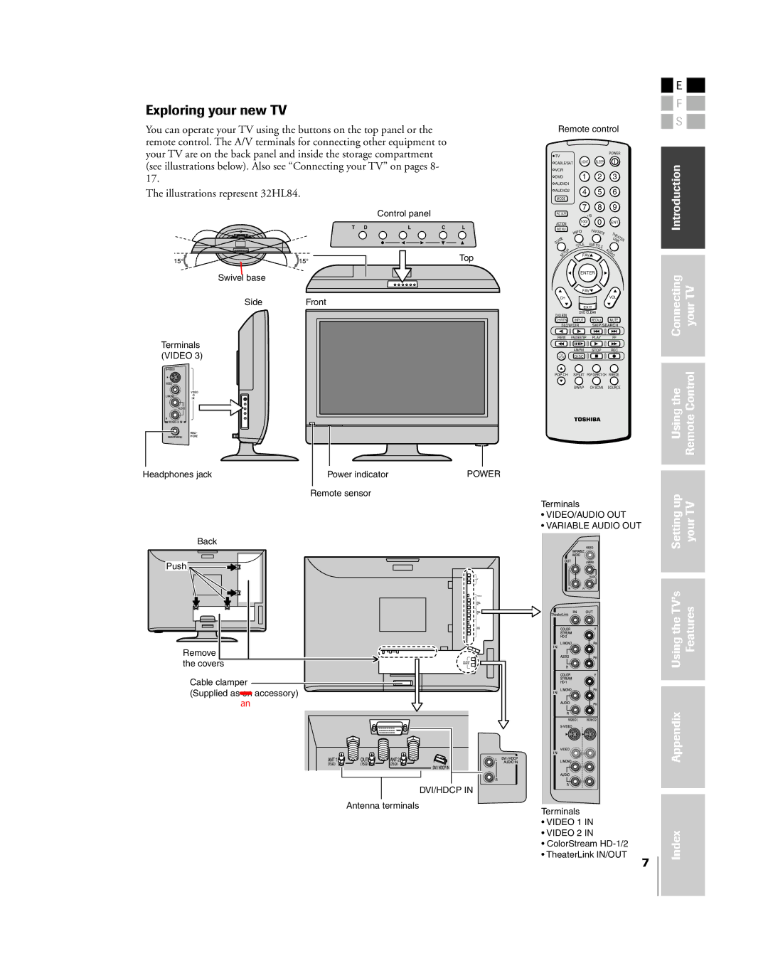 Toshiba 26HL84, 32HL84 owner manual Exploring your new TV, Top 