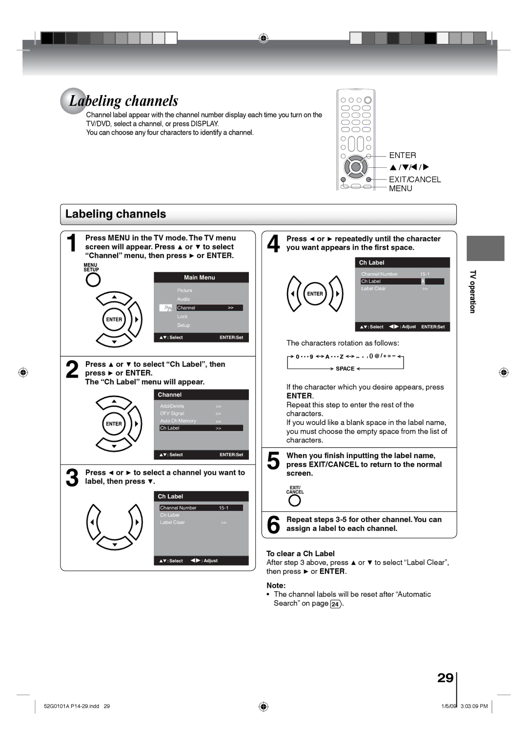 Toshiba 19LV610U, 26LV610U, 22LV610U Labeling channels, Press or to select a channel you want to, Label, then press 