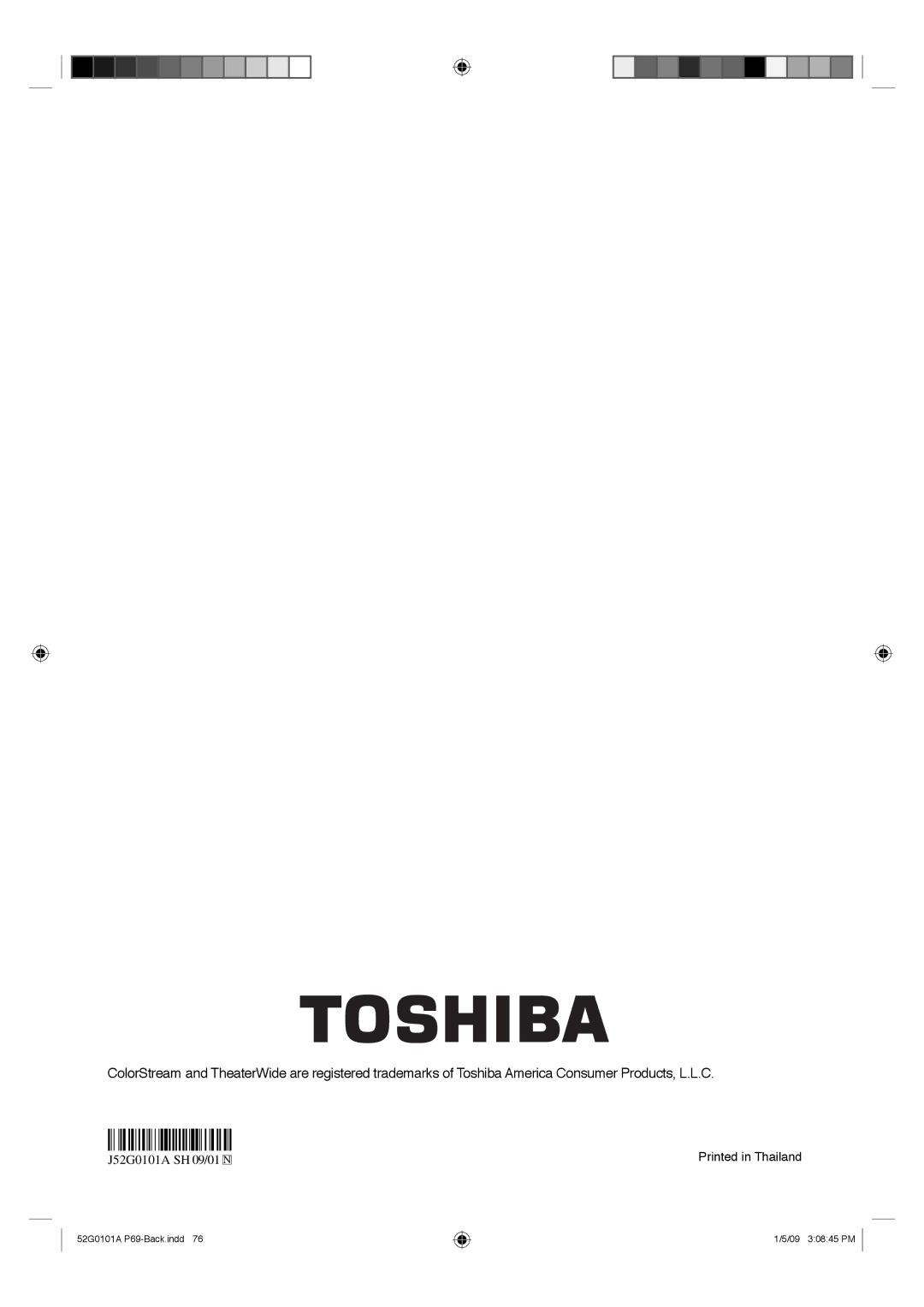 Toshiba 22LV610U, 26LV610U, 22LV611U, 19LV611U, 19LV610U owner manual J52G0101A SH 09/01 N 