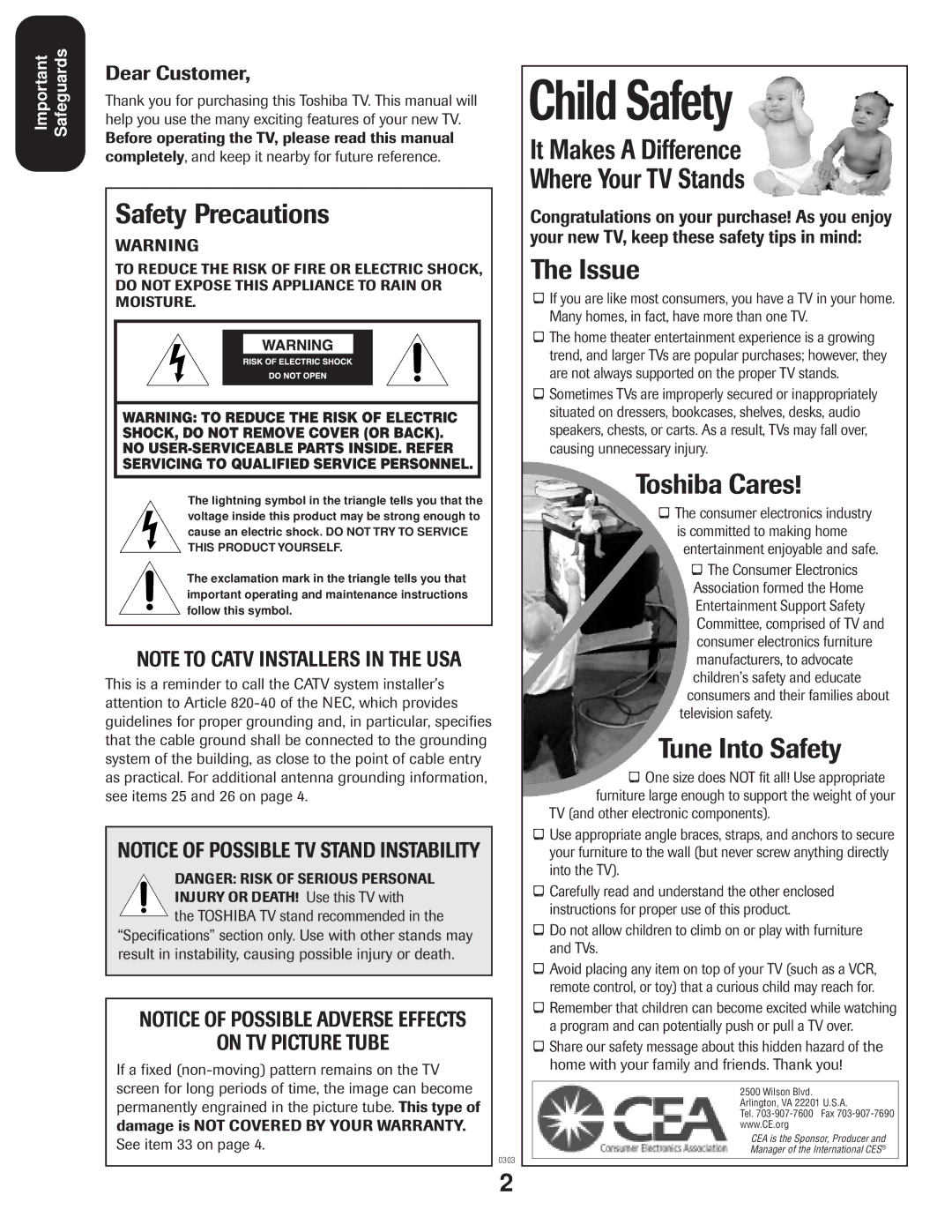 Toshiba 27A33 appendix Child Safety 