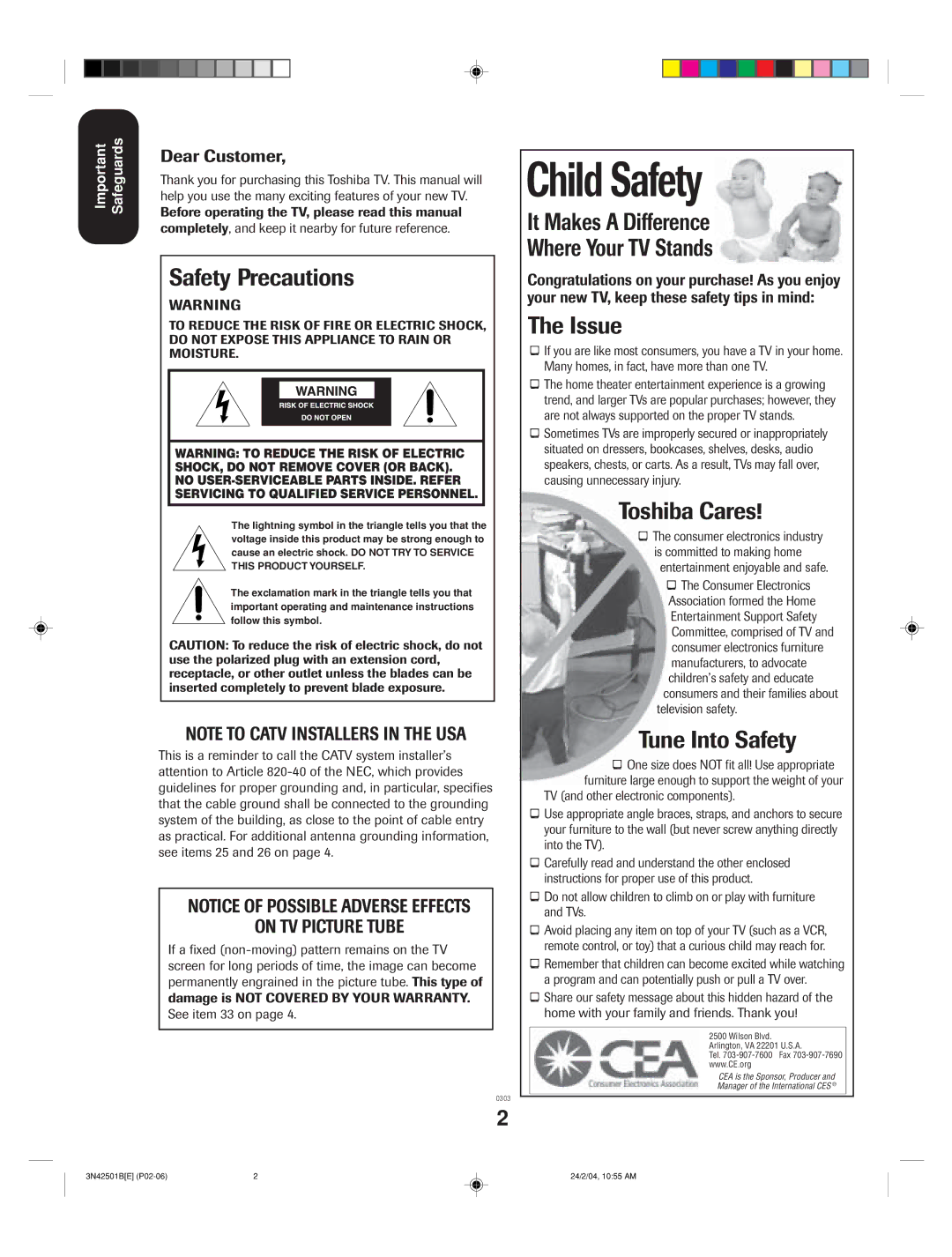 Toshiba 27A34 appendix Child Safety 