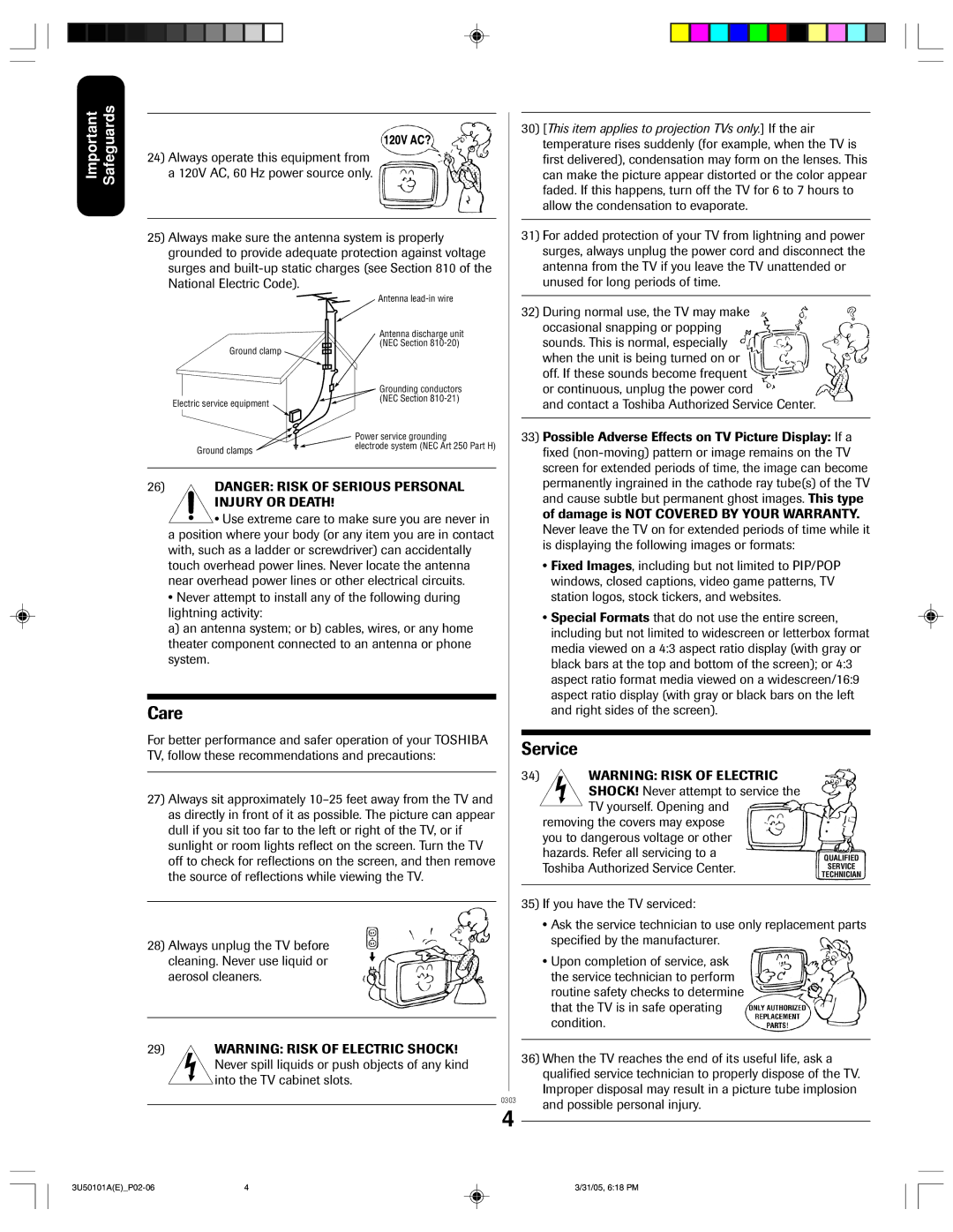 Toshiba 27A35C appendix Care 