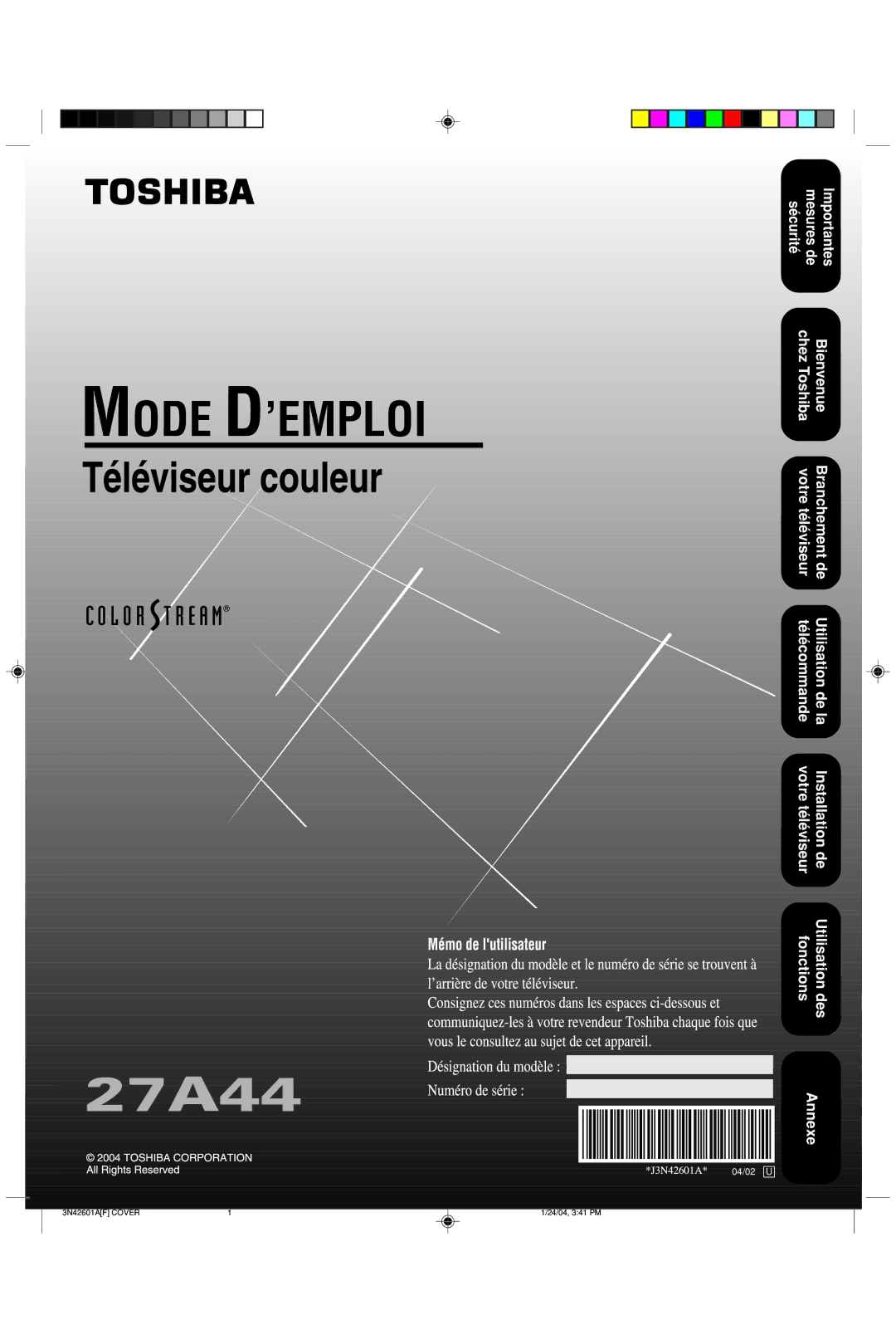 Toshiba 27A44 appendix 04/02 