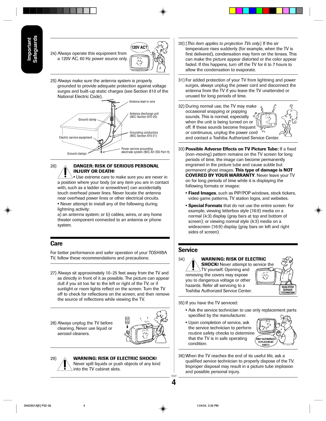 Toshiba 27A44 appendix Care 