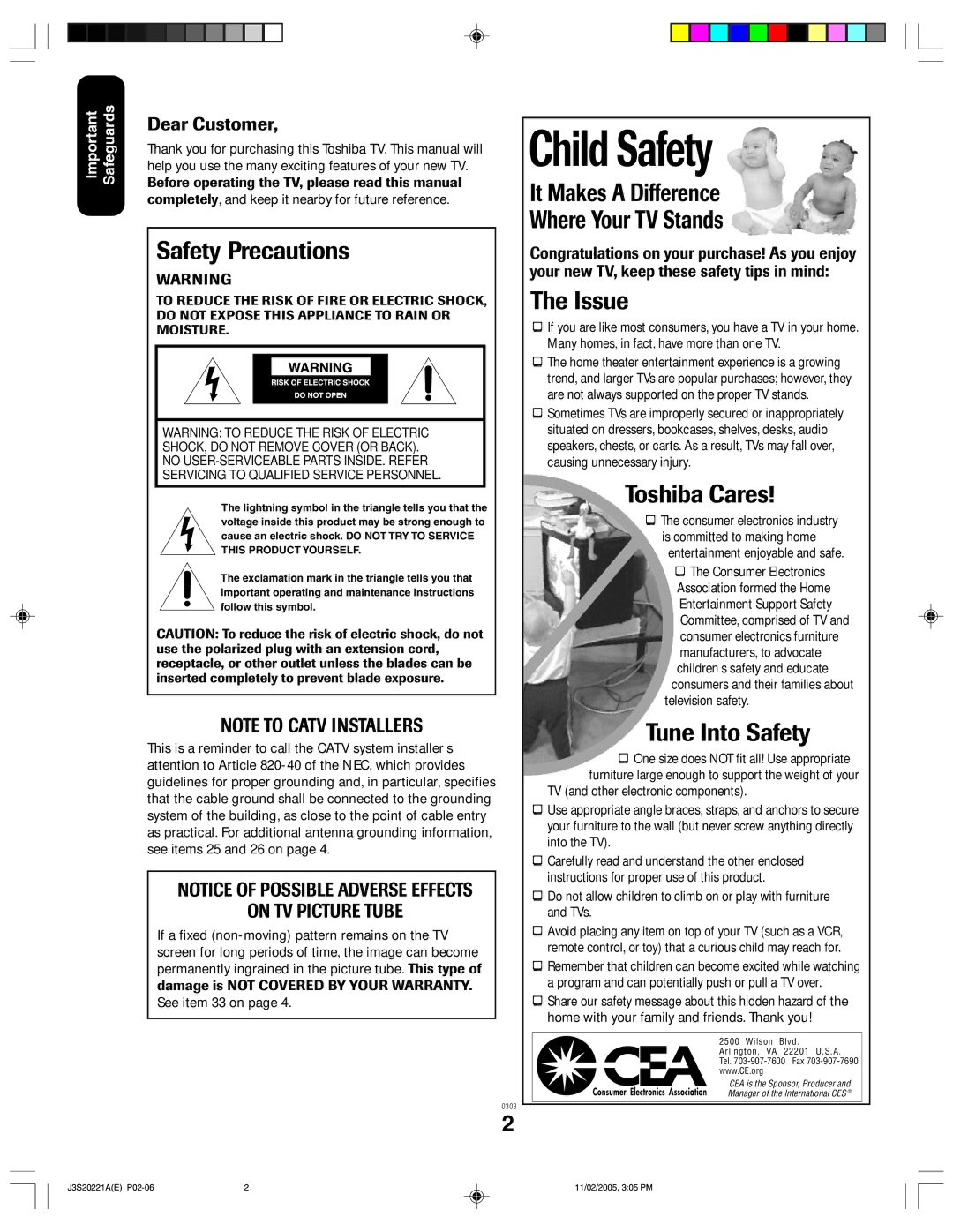 Toshiba 27A45 appendix Child Safety 