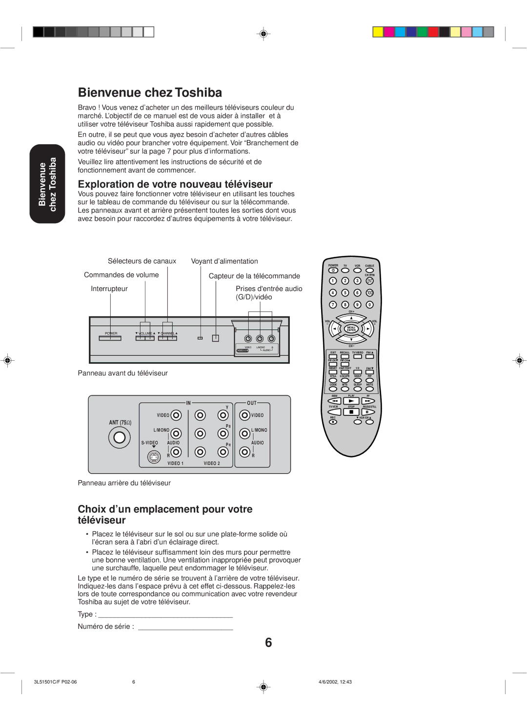 Toshiba 27A62 appendix Bienvenue chez Toshiba, Exploration de votre nouveau téléviseur 