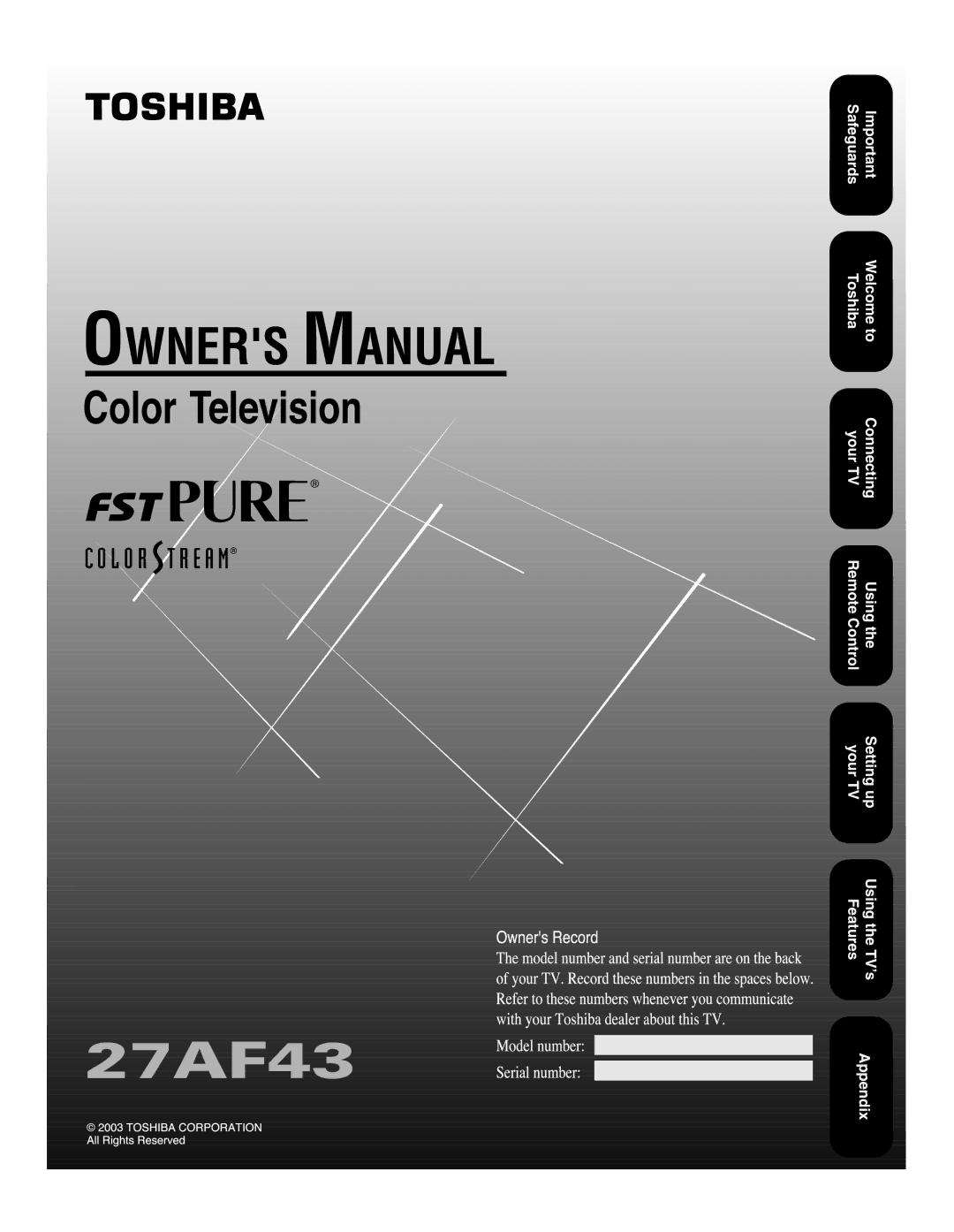 Toshiba 27AF43 appendix 