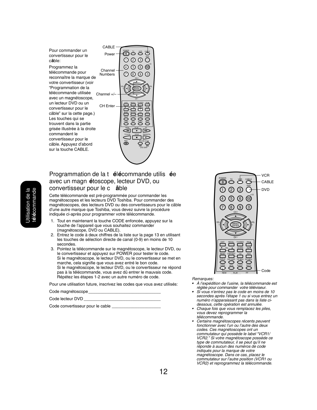 Toshiba 27AF43 appendix Pour commander un, Convertisseur pour le, Câble, Programmez la, Power 