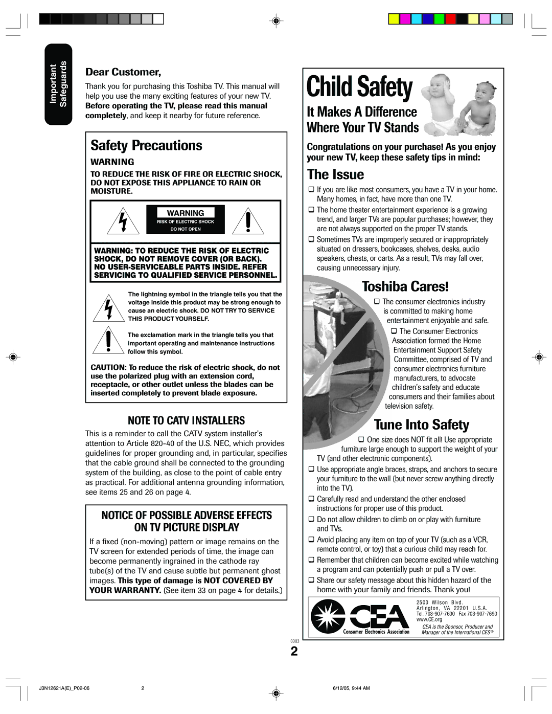 Toshiba 27AF46C appendix Child Safety 