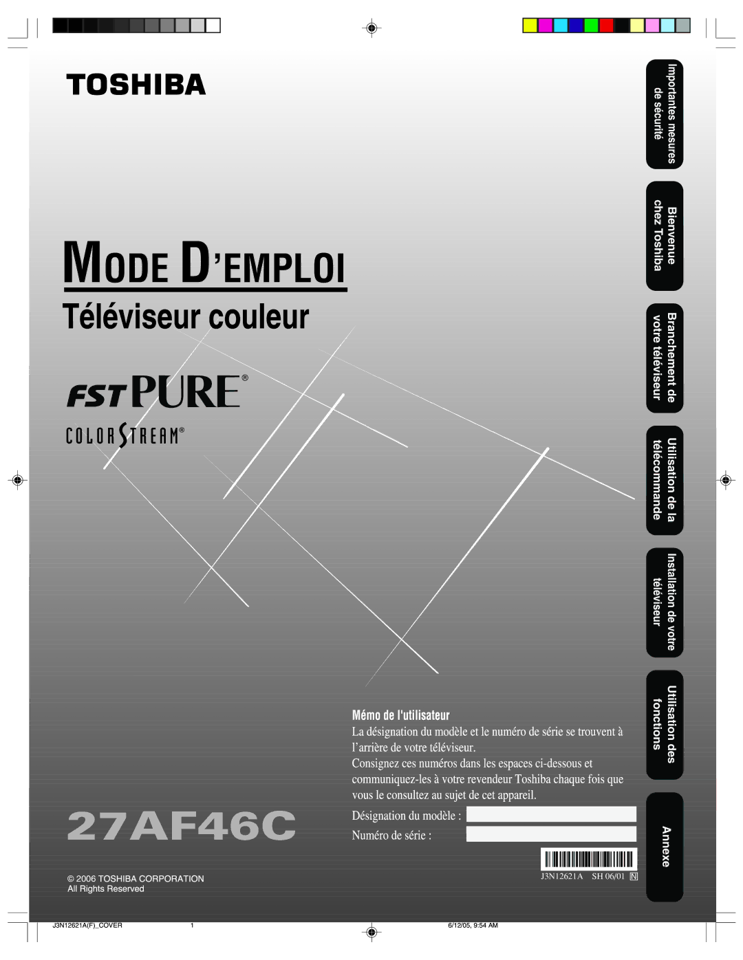 Toshiba 27AF46C appendix Annexe 