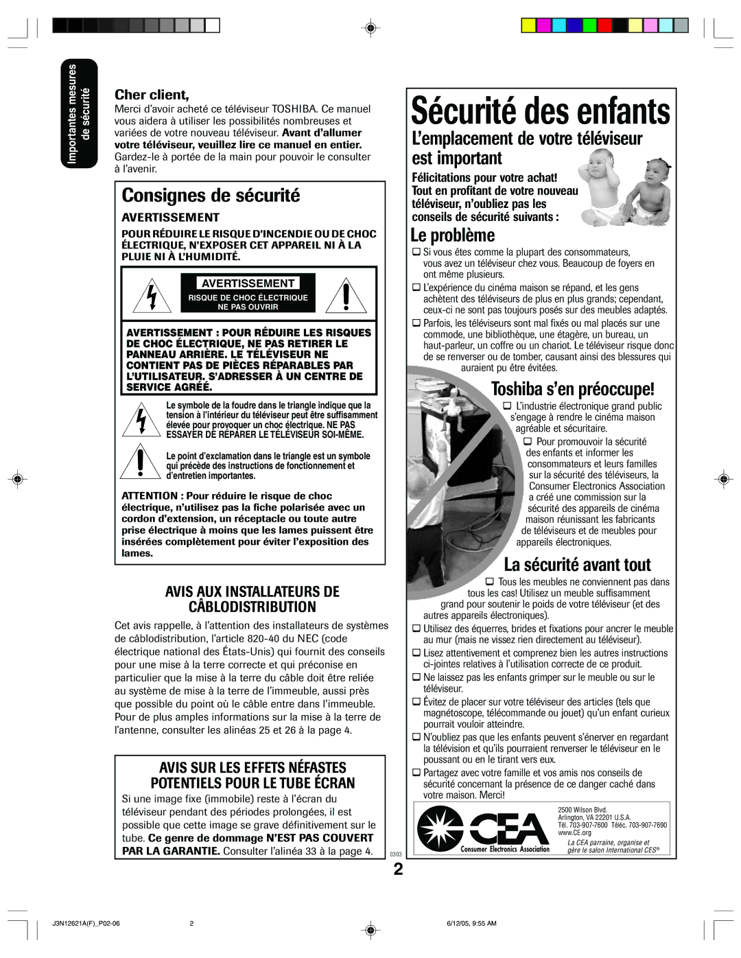 Toshiba 27AF46C appendix Sécurité des enfants 