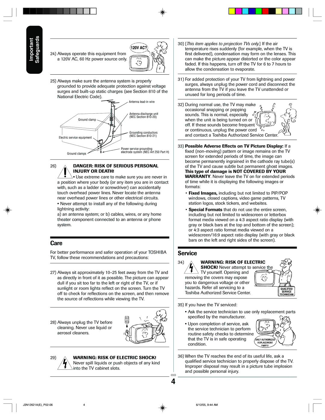 Toshiba 27AF46C appendix Care 