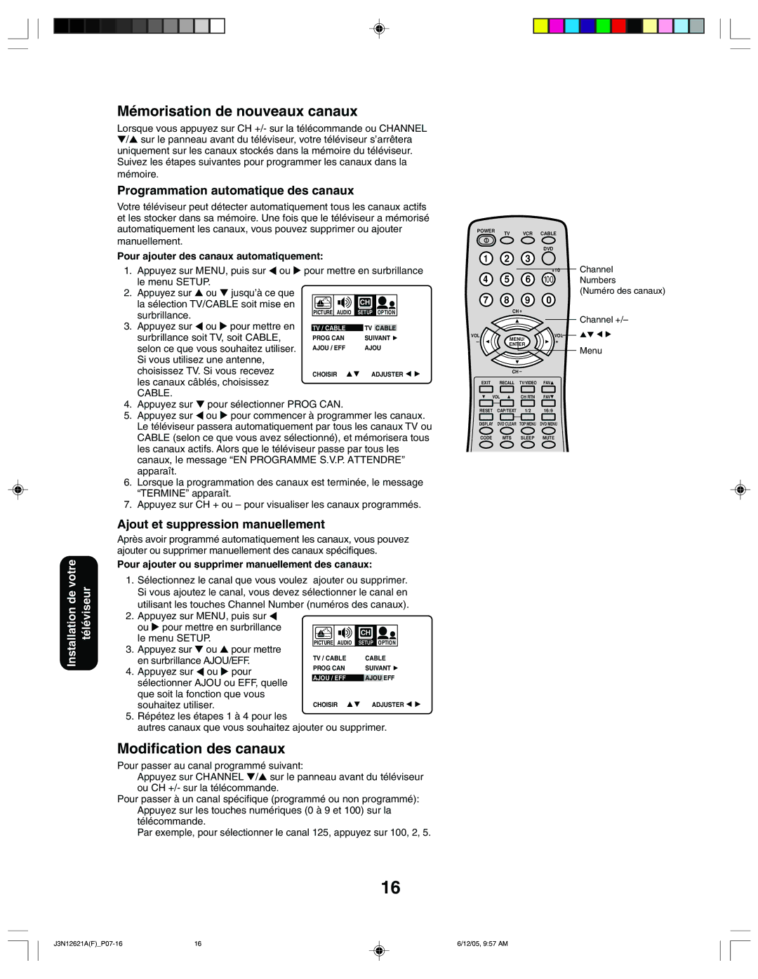 Toshiba 27AF46C appendix Mémorisation de nouveaux canaux, Modification des canaux, Programmation automatique des canaux 