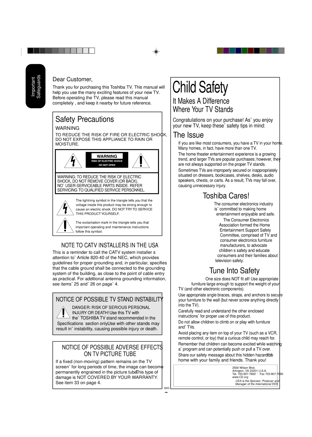 Toshiba 27AF53 appendix Child Safety 