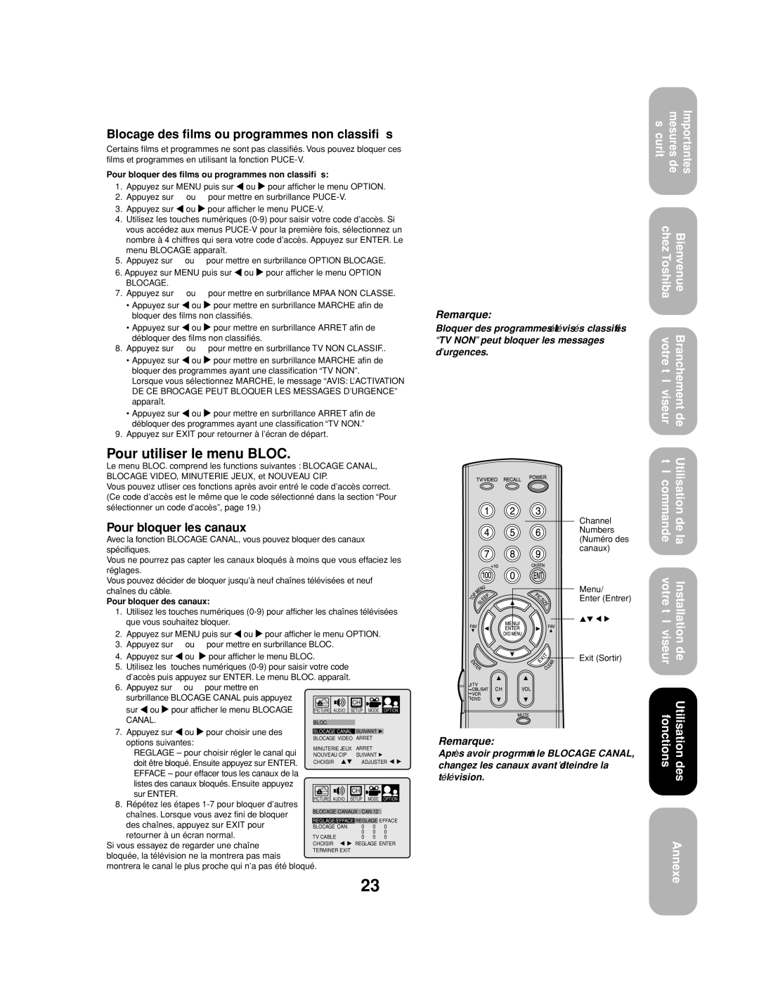 Toshiba 27AF53 appendix Remarque 