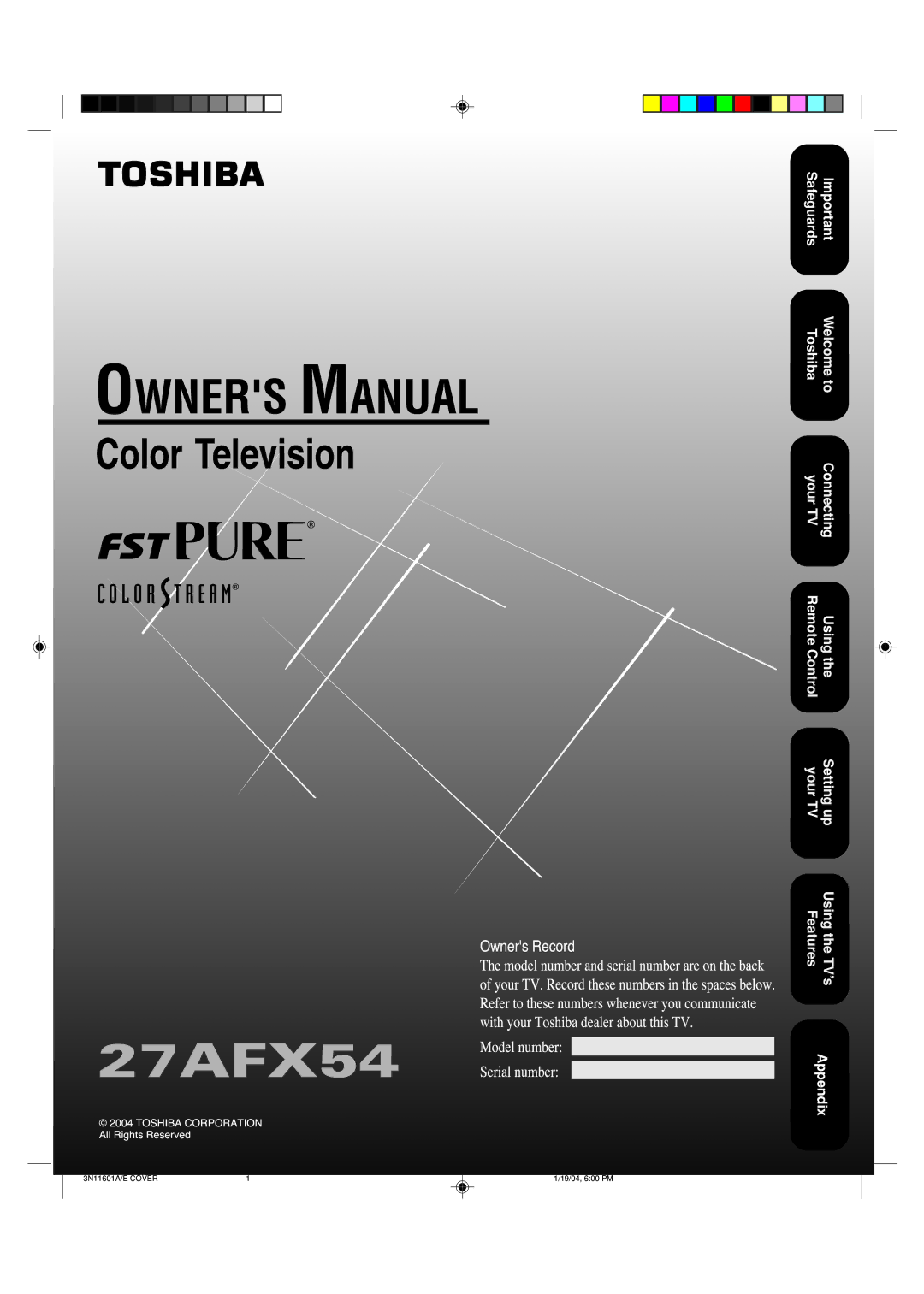 Toshiba 27AFX54 appendix 