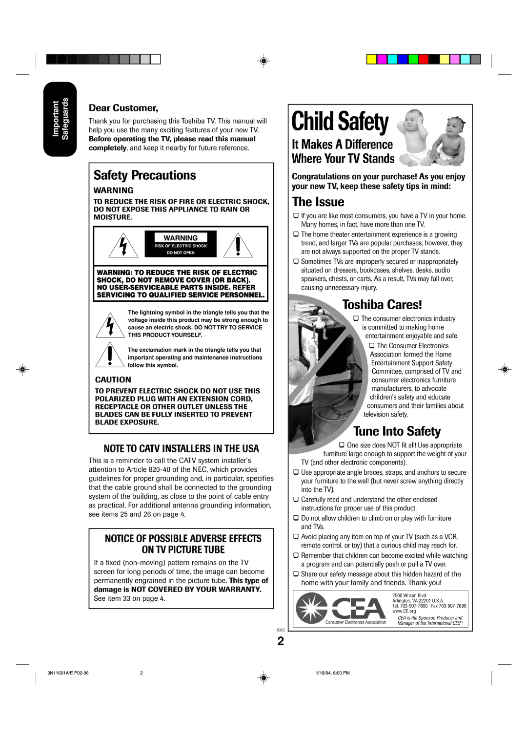 Toshiba 27AFX54 appendix Child Safety 