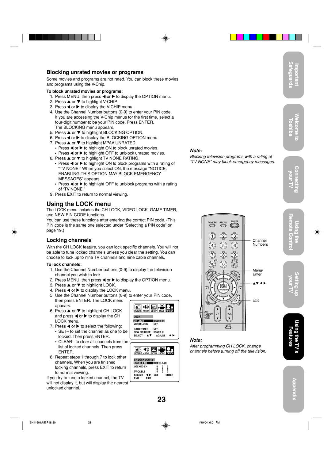 Toshiba 27AFX54 appendix TV’s Appendix 