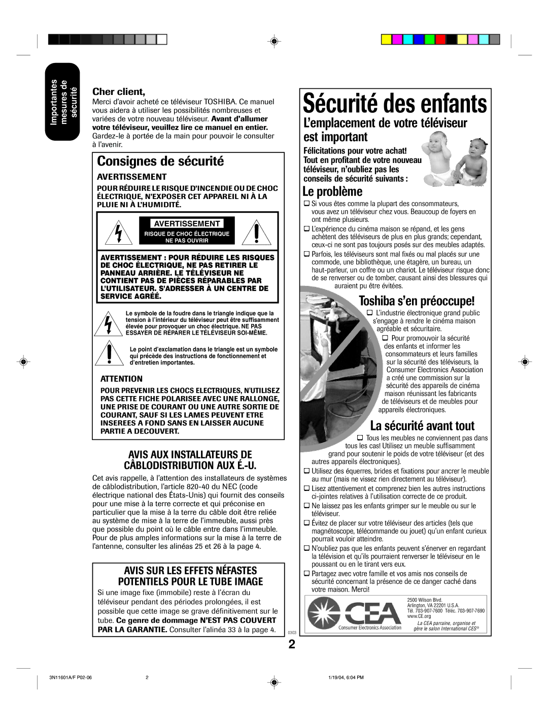 Toshiba 27AFX54 appendix SŽcuritŽ des enfants 