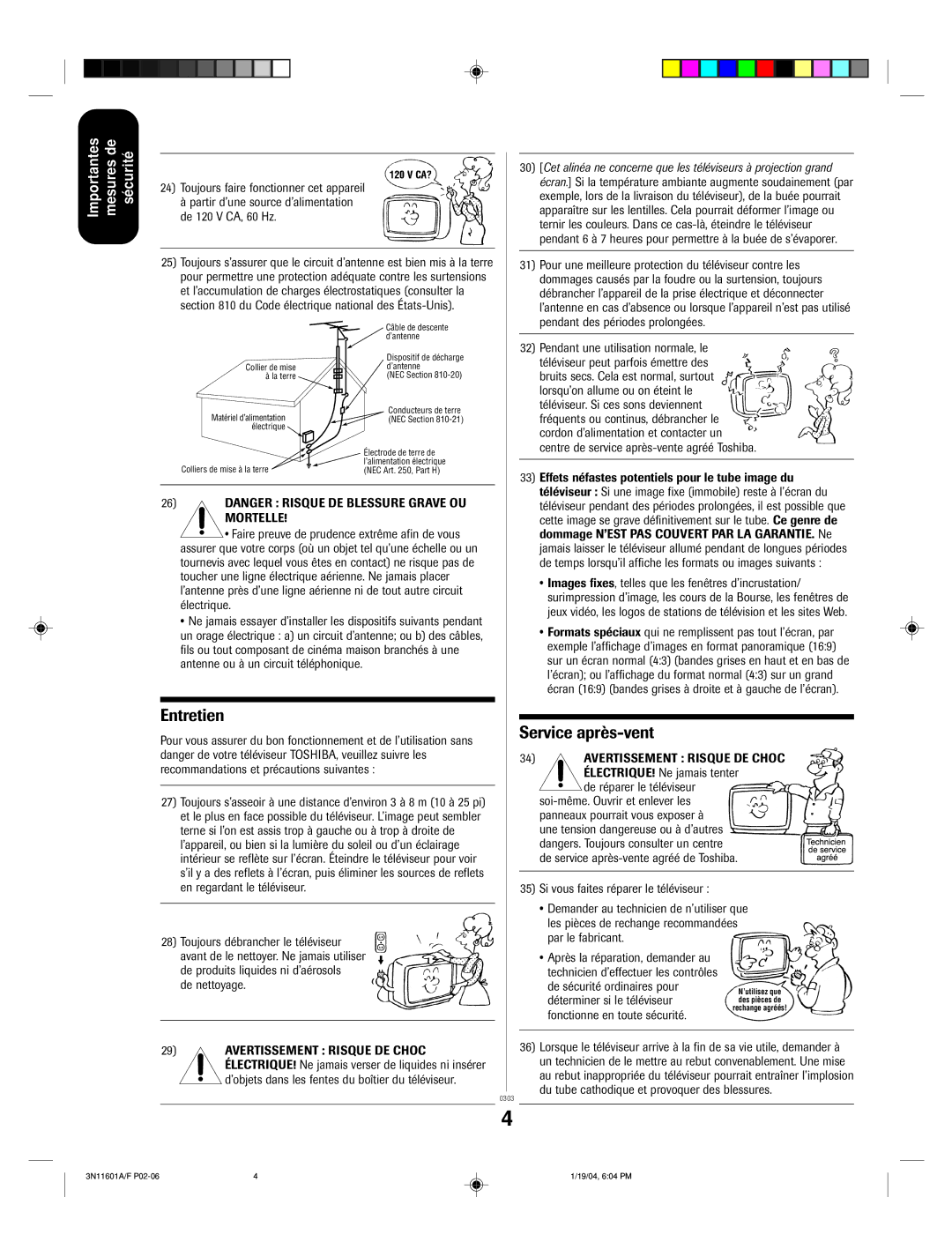 Toshiba 27AFX54 appendix Entretien 