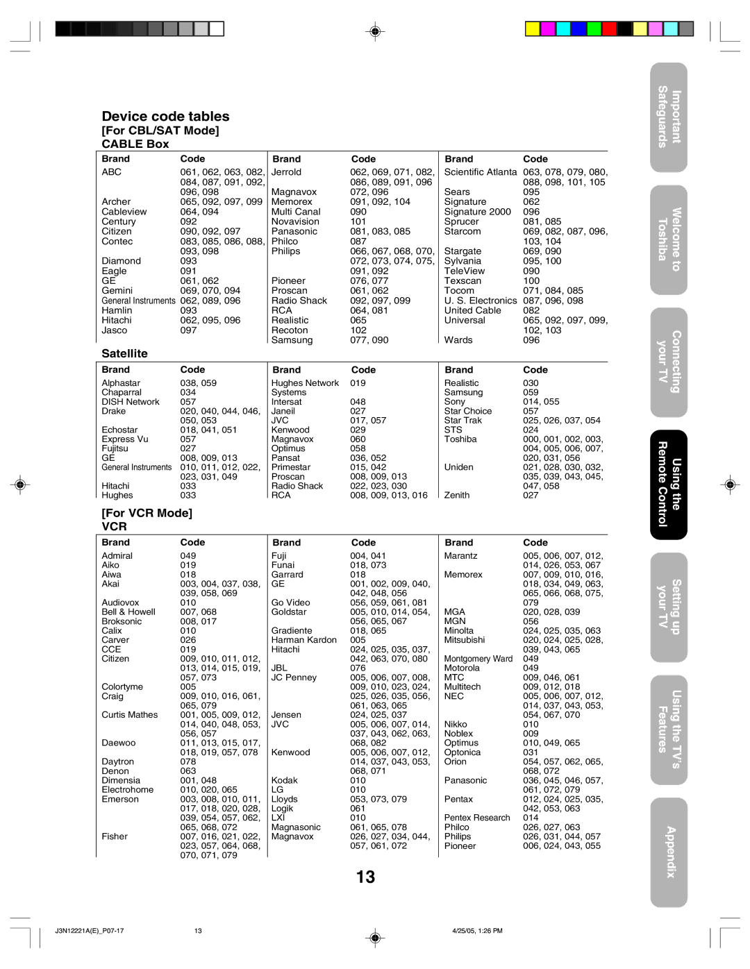 Toshiba 27AFX55 appendix Safeguards Toshiba, Your TV Features Setting up, TV’s 