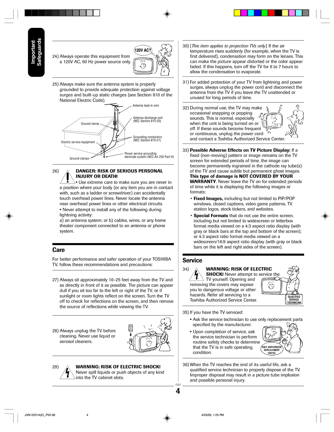 Toshiba 27AFX55 appendix Care 