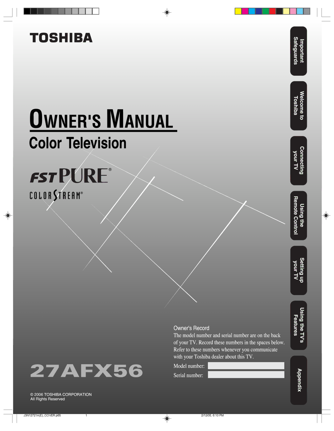 Toshiba 27AFX56 appendix 