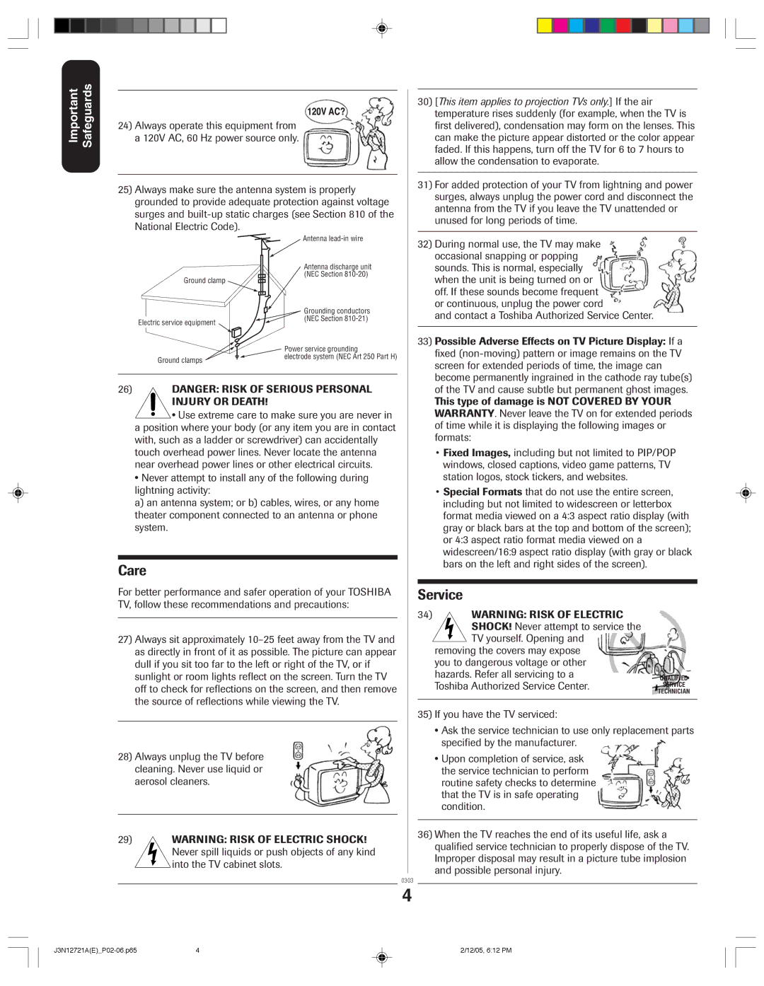 Toshiba 27AFX56 appendix Care 