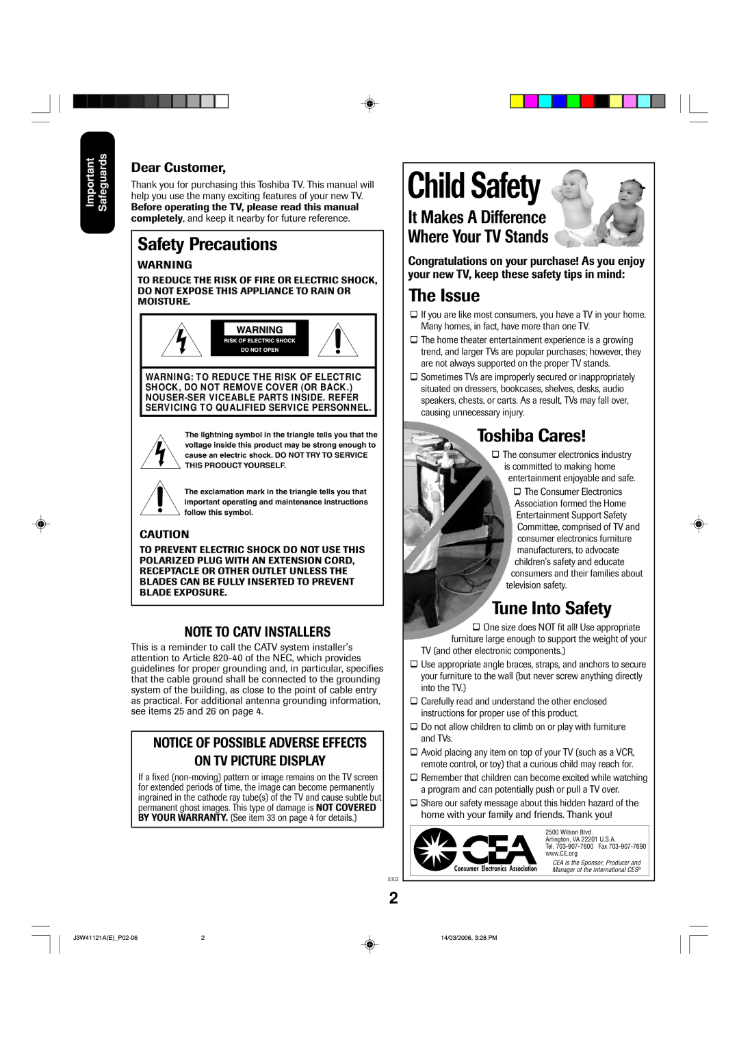 Toshiba 27D46 appendix Child Safety 