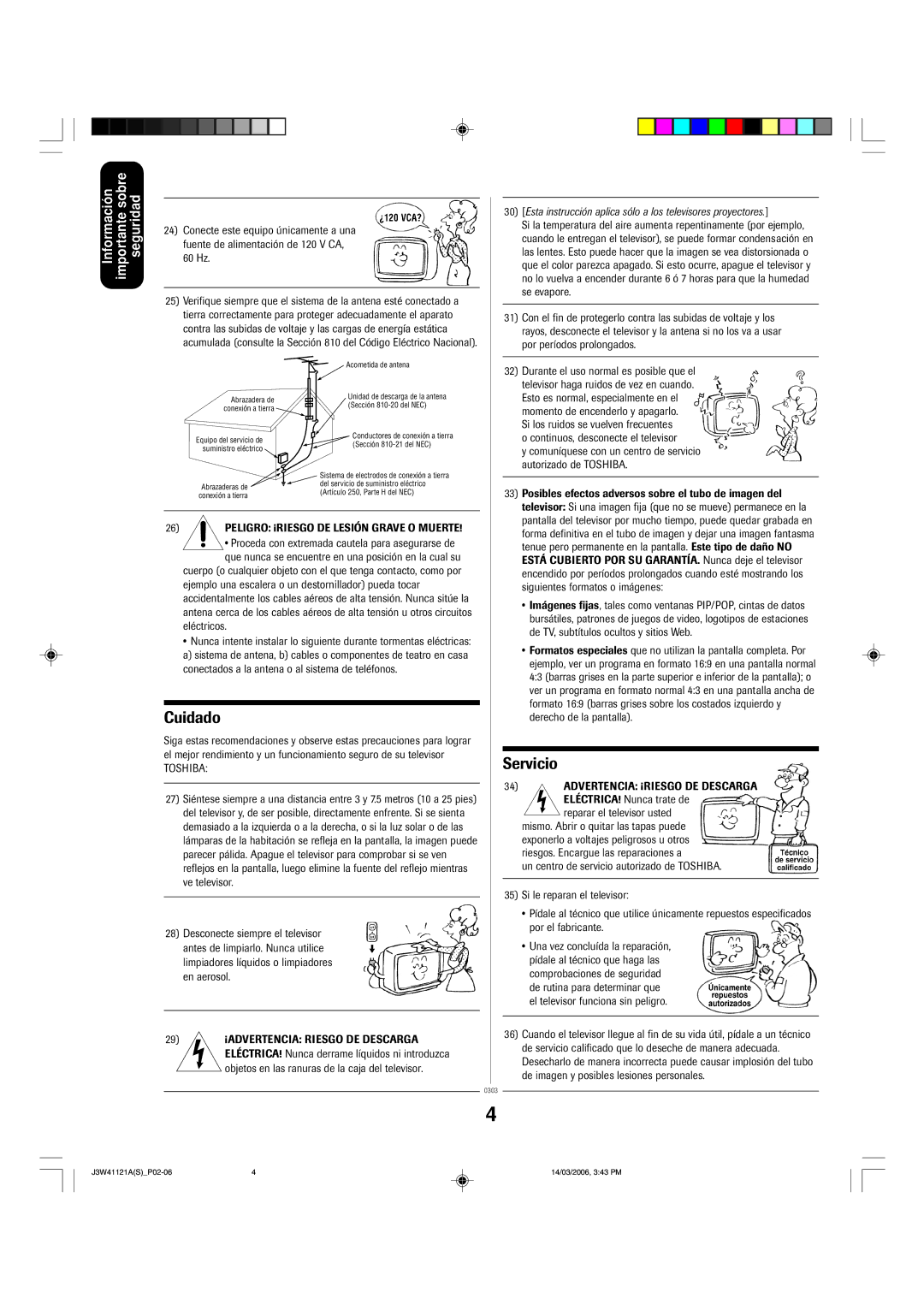 Toshiba 27D46 appendix Cuidado 