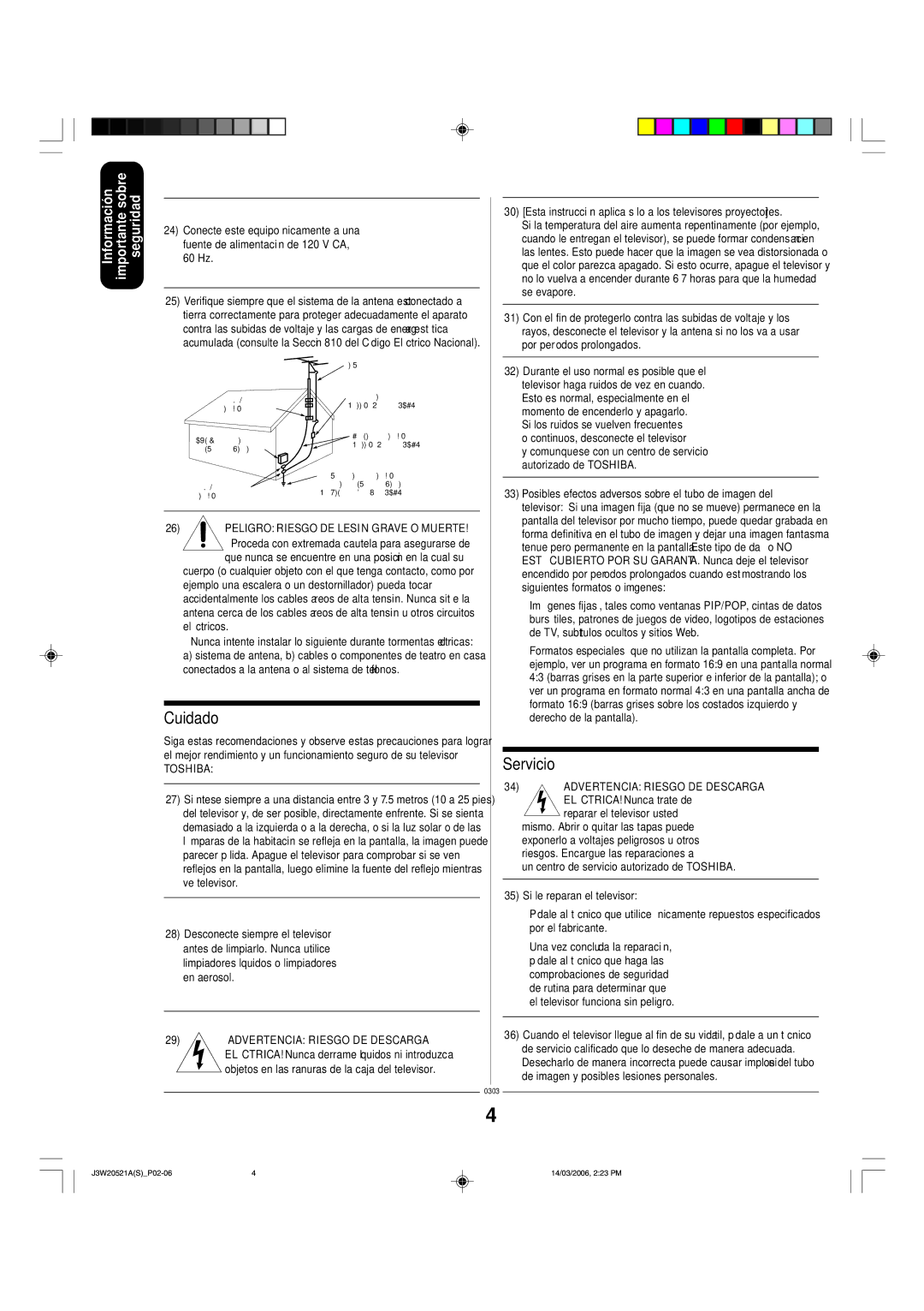 Toshiba 27DF46 appendix Cuidado 