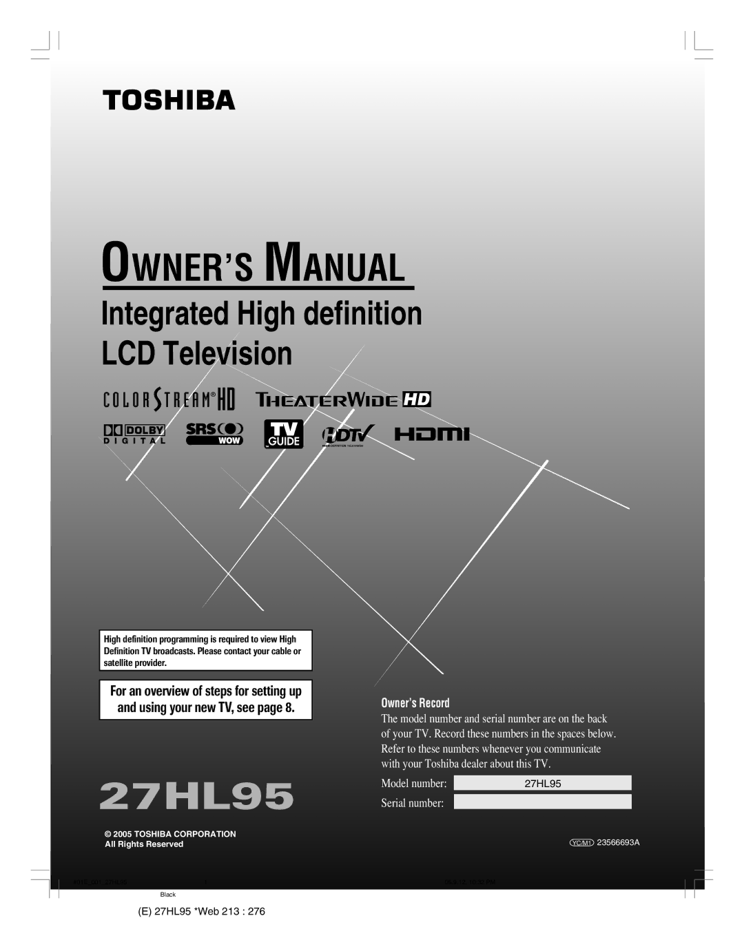 Toshiba manual 27HL95 *Web 213 