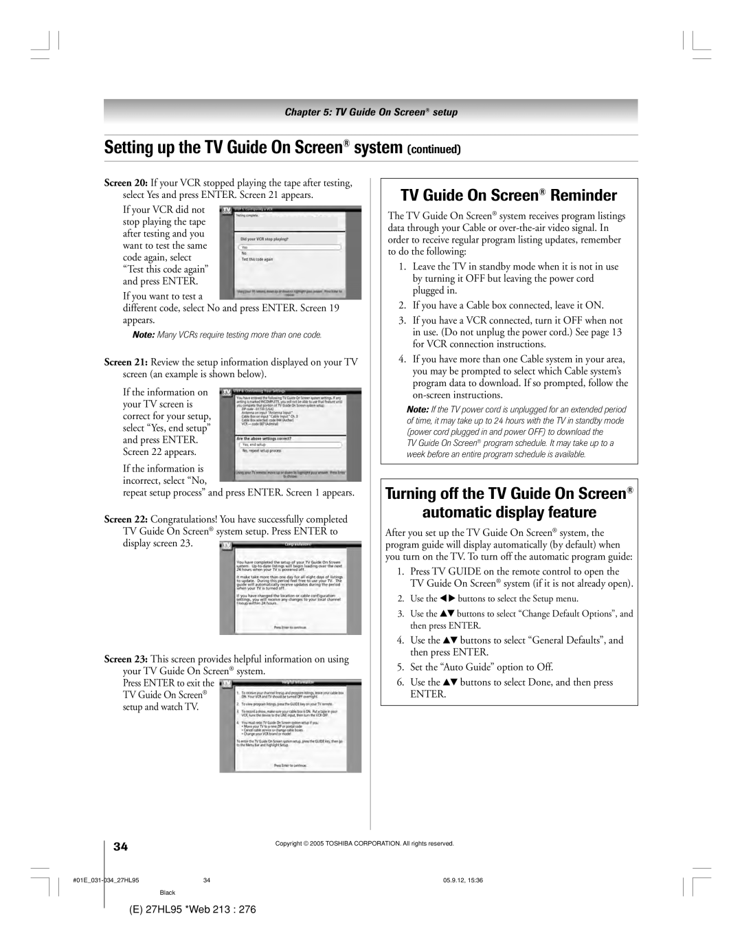 Toshiba 27HL95 manual If your VCR did not, If the information is incorrect, select No 