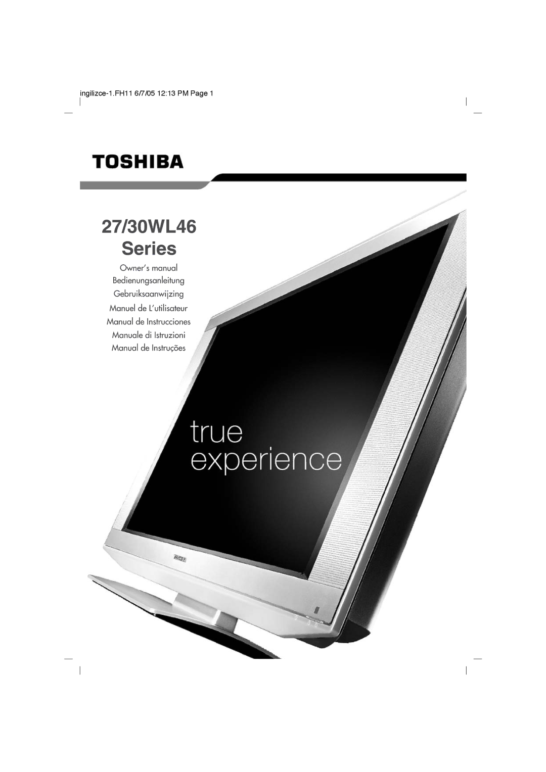 Toshiba 30WL46, 27WL46 manual Ingilizce-1.FH11 6/7/05 1213 PM 