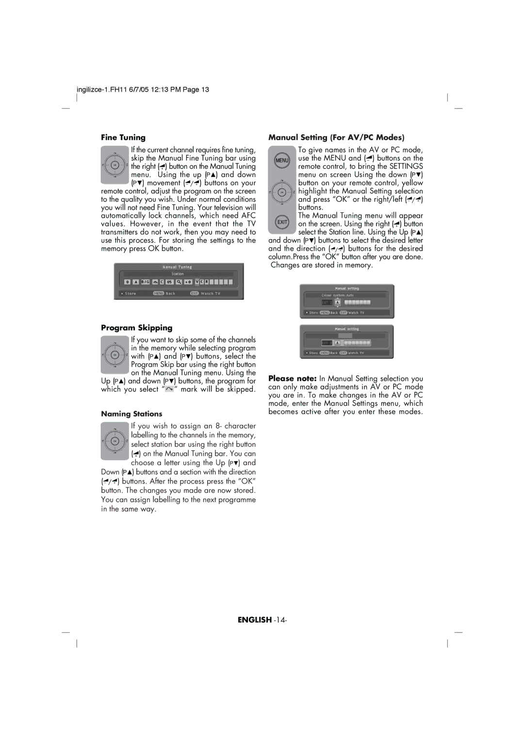 Toshiba 30WL46, 27WL46 manual Fine Tuning, Program Skipping 