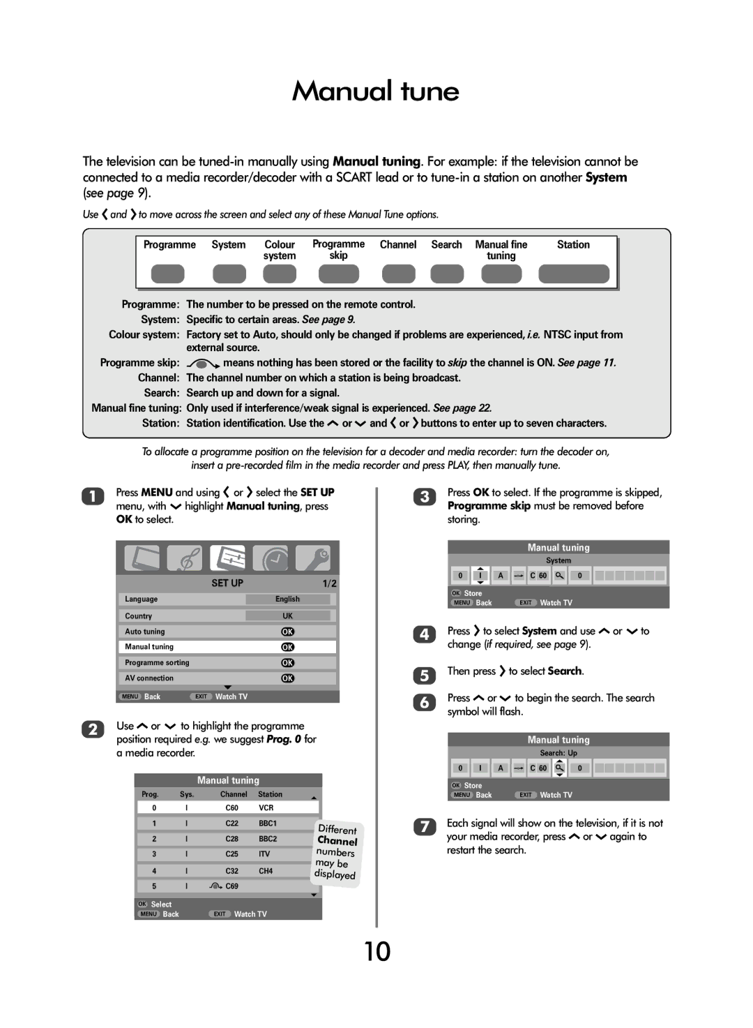 Toshiba 27WL56 Series, 32WL56 Series, 37WL56 Series owner manual Manual tune, Set Up, Manual tuning 