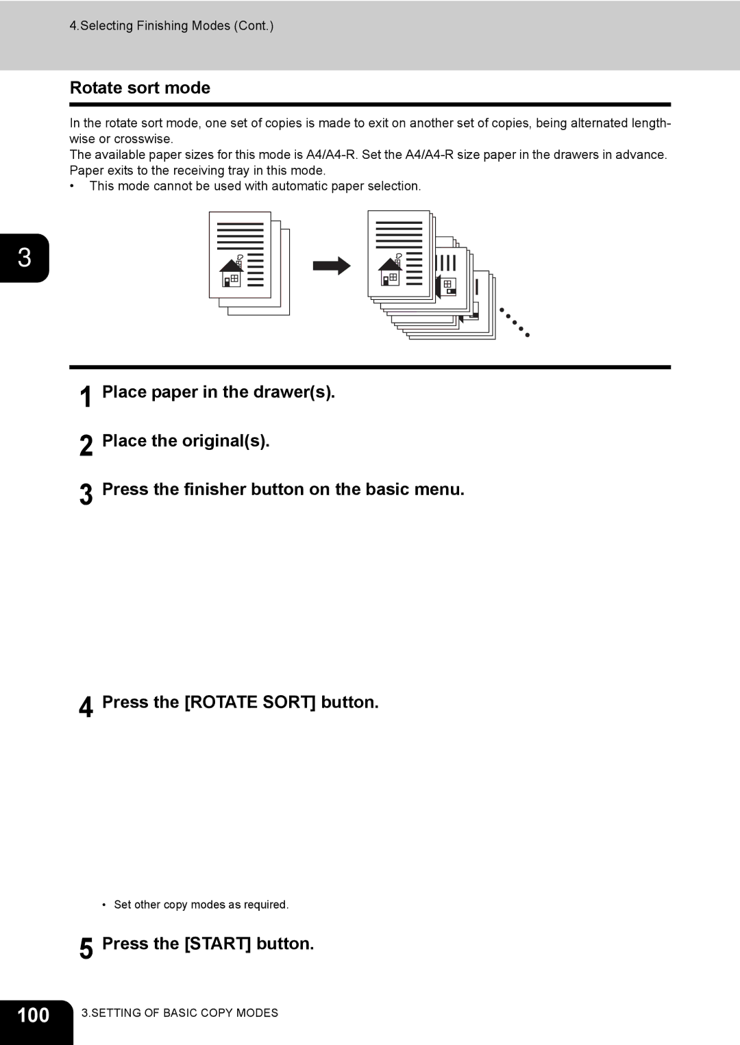 Toshiba 281c/351c/451c manual 100, Rotate sort mode 