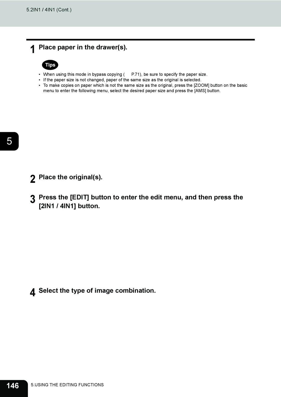 Toshiba 281c/351c/451c manual 146, Place paper in the drawers 