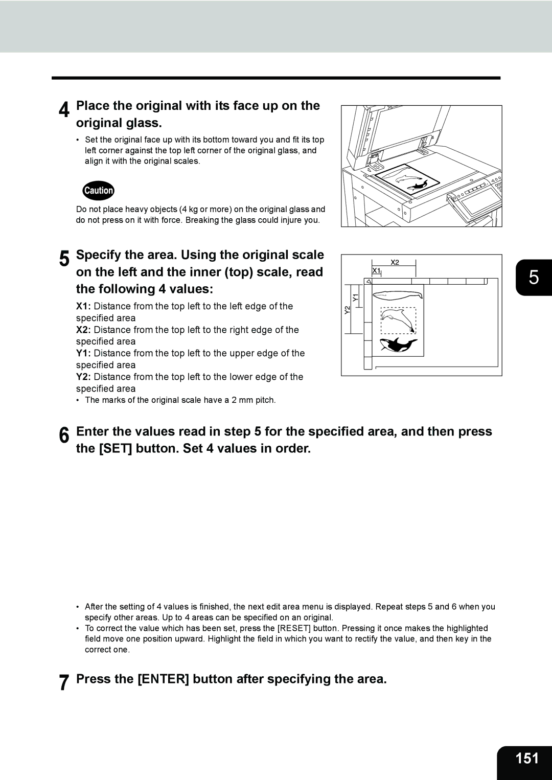 Toshiba 281c/351c/451c manual 151, Place the original with its face up on the original glass 