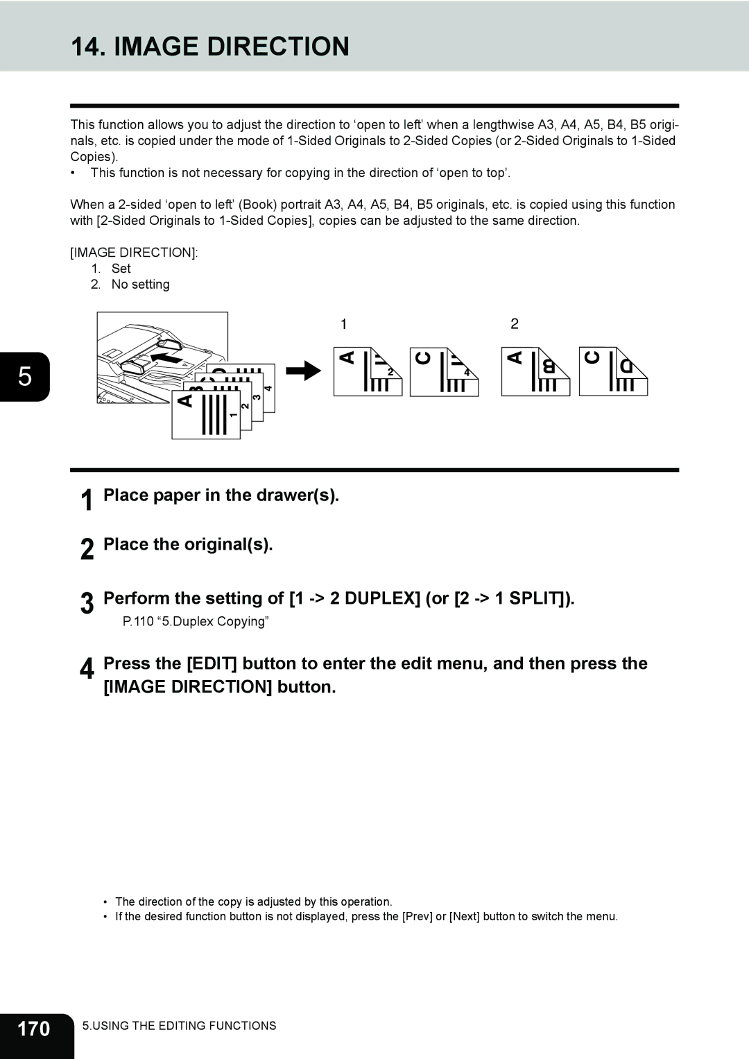 Toshiba 281c/351c/451c manual Image Direction, 170 