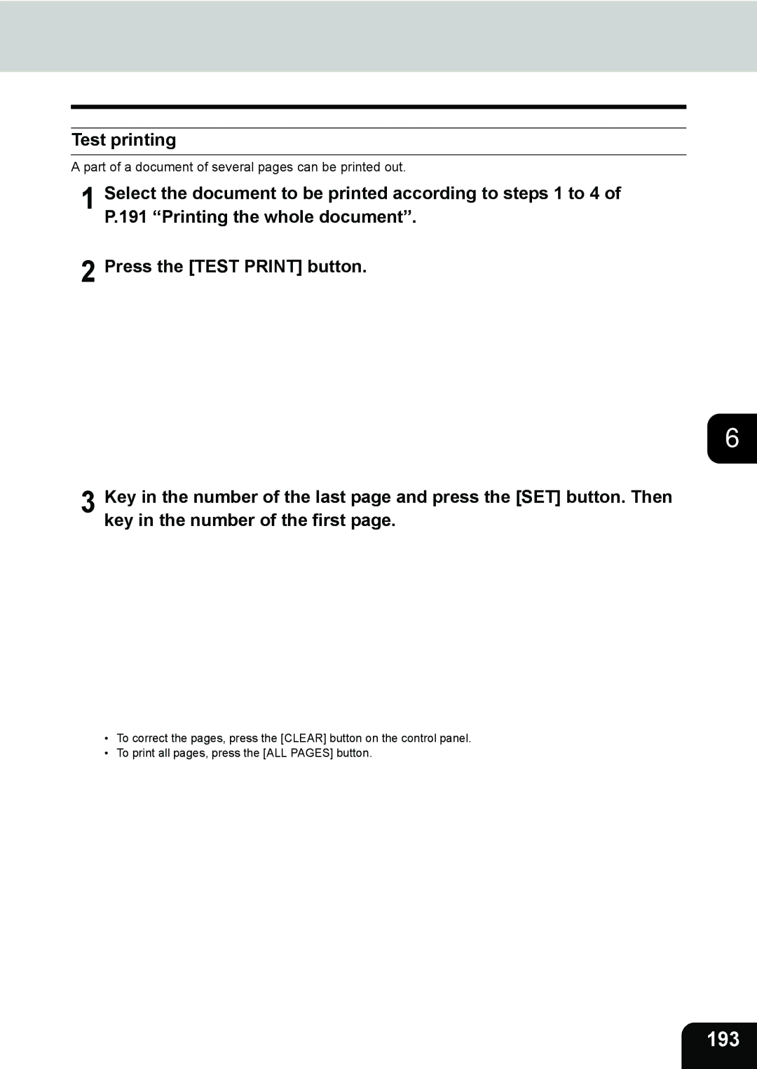 Toshiba 281c/351c/451c manual 193, Test printing 