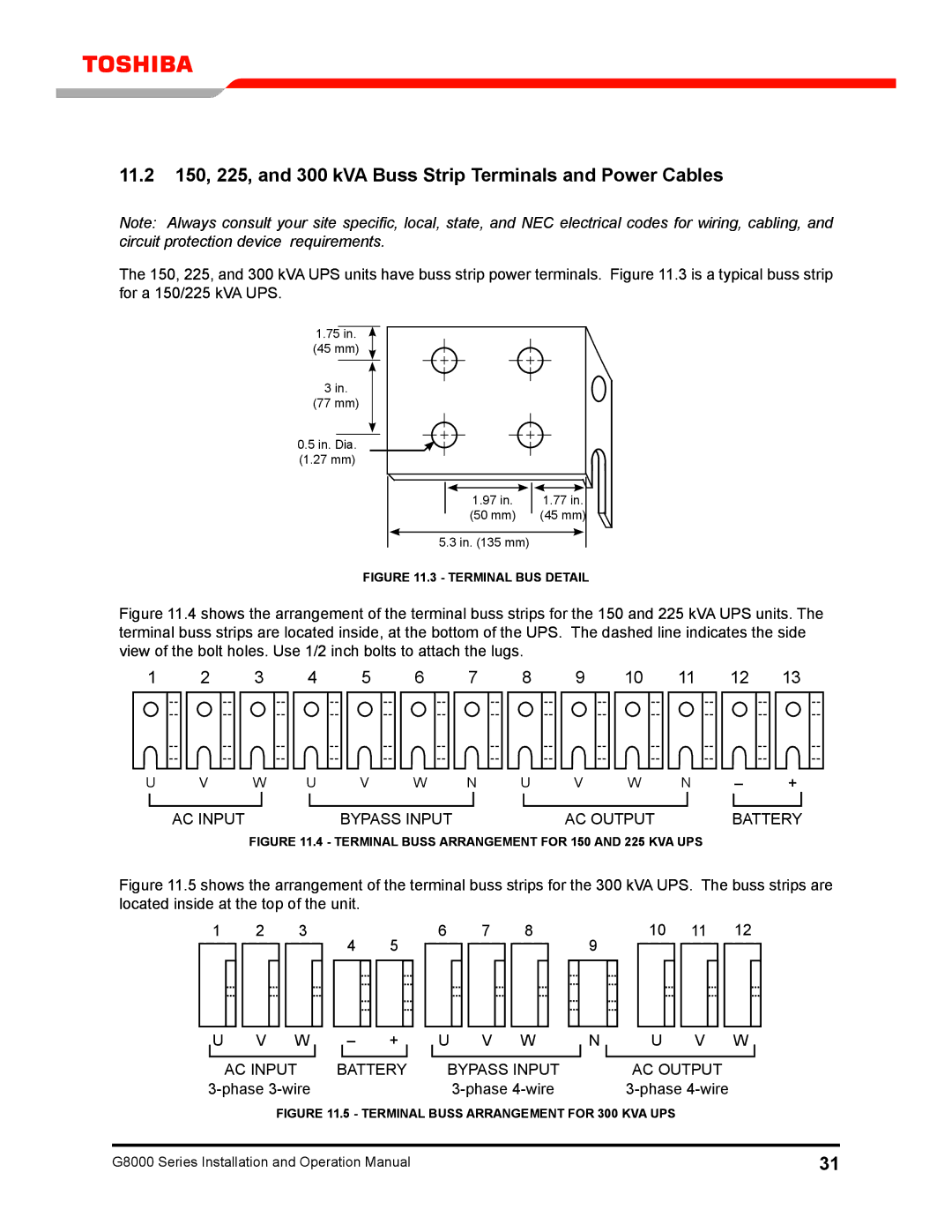 Toshiba 300 KW operation manual AC Input Bypass Input AC Output Battery 