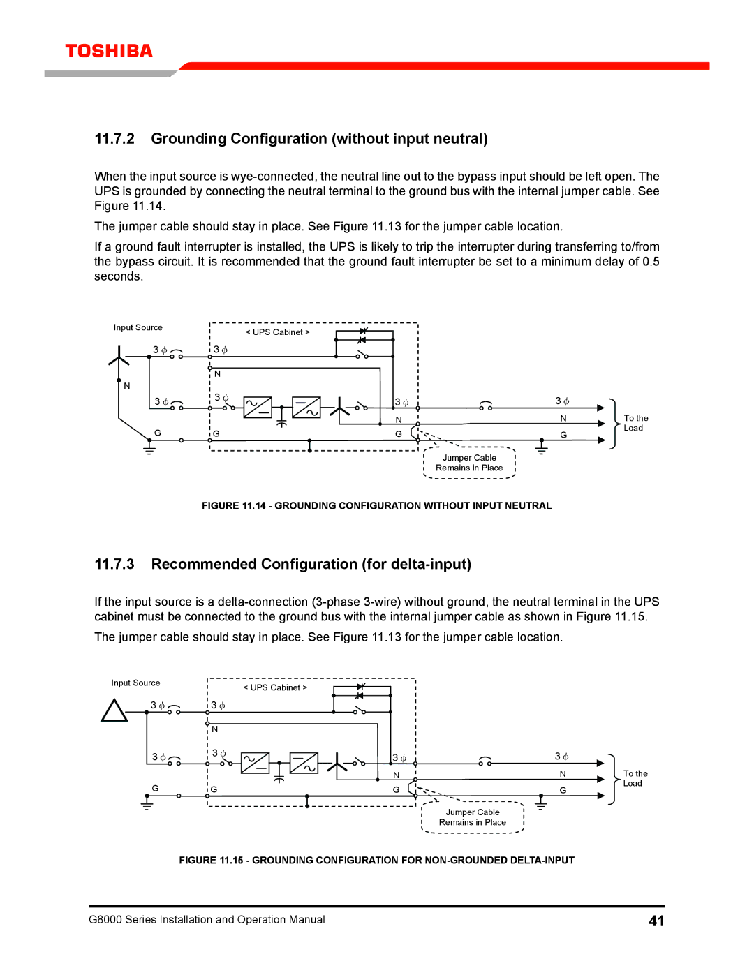 Toshiba 300 KW operation manual Grounding Configuration without input neutral, Recommended Configuration for delta-input 