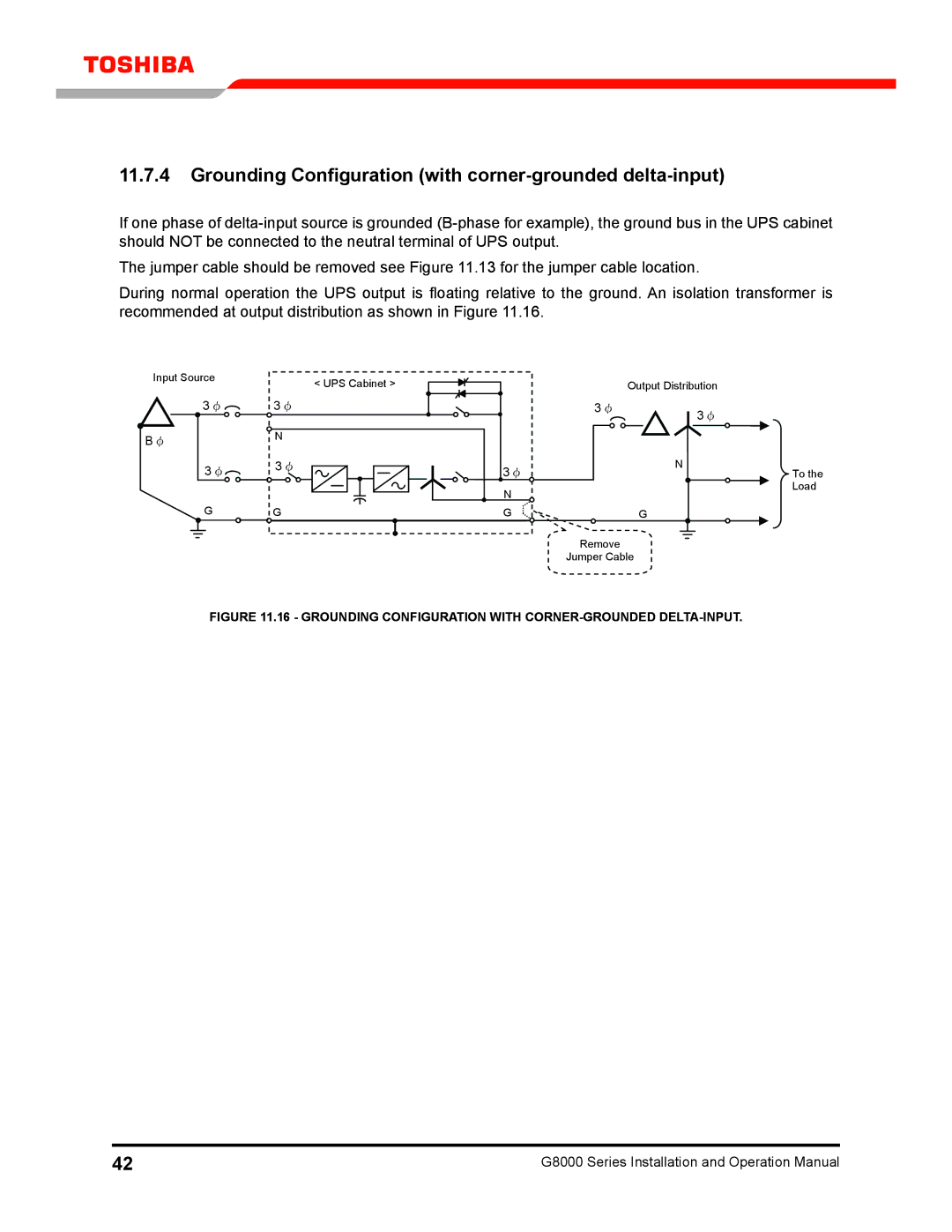 Toshiba 300 KW operation manual Grounding Configuration with corner-grounded delta-input 