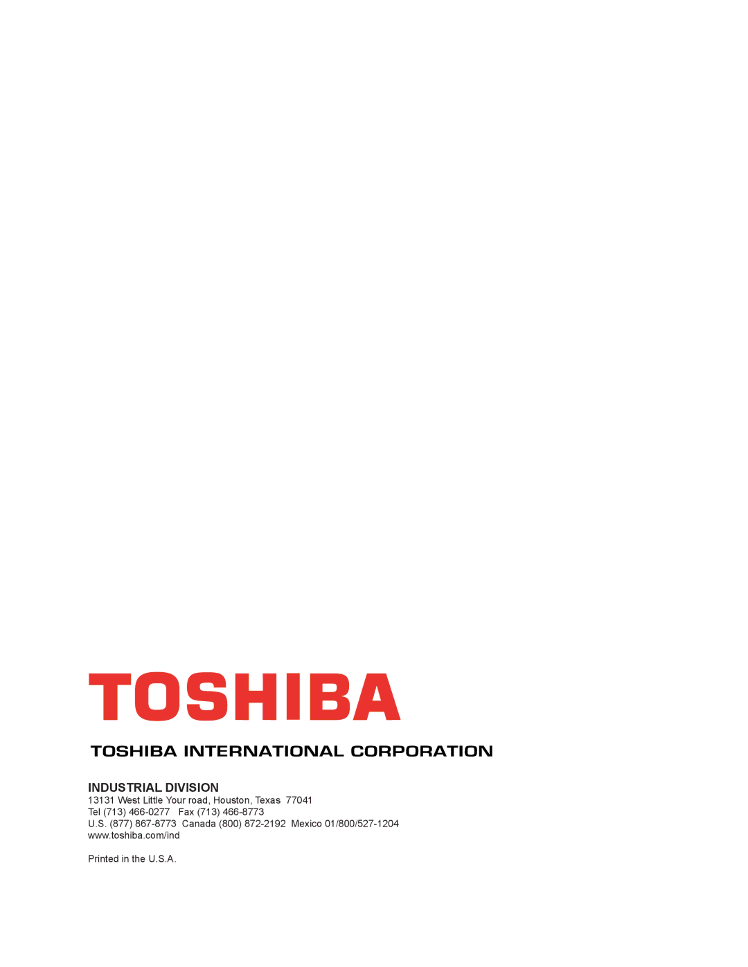 Toshiba 300 KW operation manual Industrial Division 