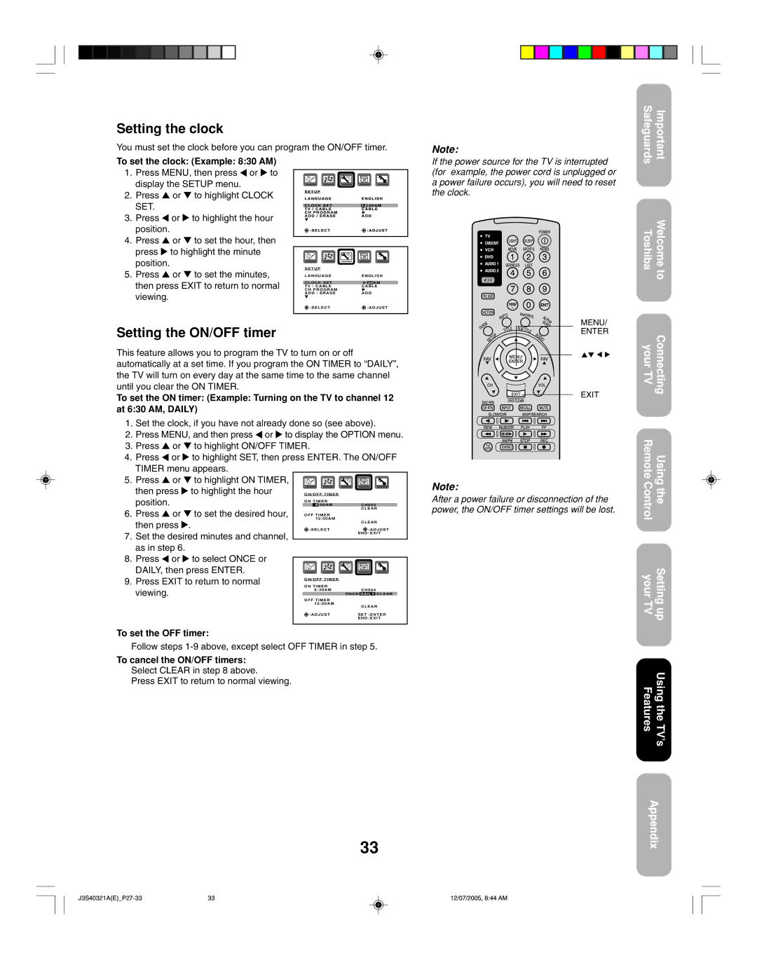 Toshiba 30HFX85 appendix Select 