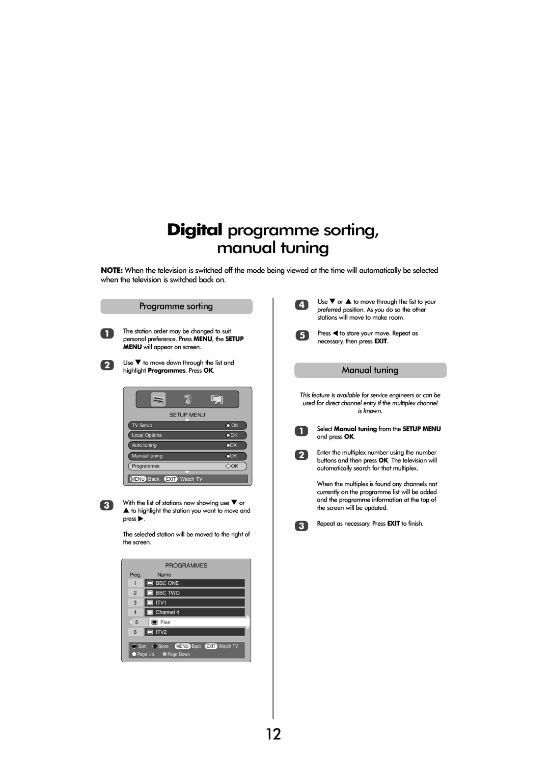 Toshiba 32 60cm, 32 154W, 32 80cm, FULL HD specifications Digital programme sorting Manual tuning, Programme sorting 