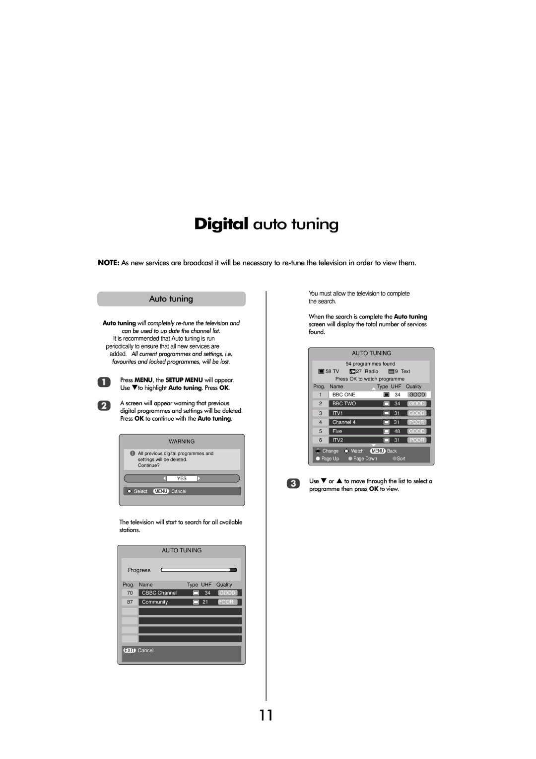 Toshiba 32 80cm, 32 154W, 32 60cm, FULL HD specifications Digital auto tuning, Auto tuning 