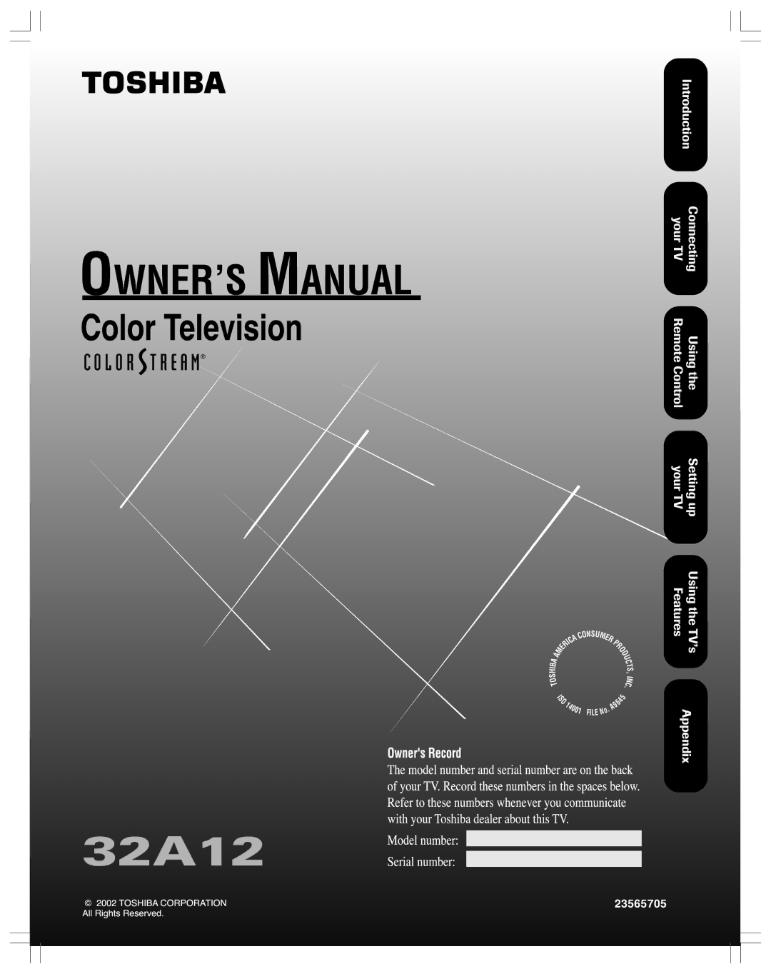 Toshiba 32A12 appendix 