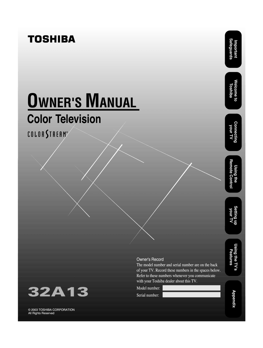 Toshiba 32A13 appendix 